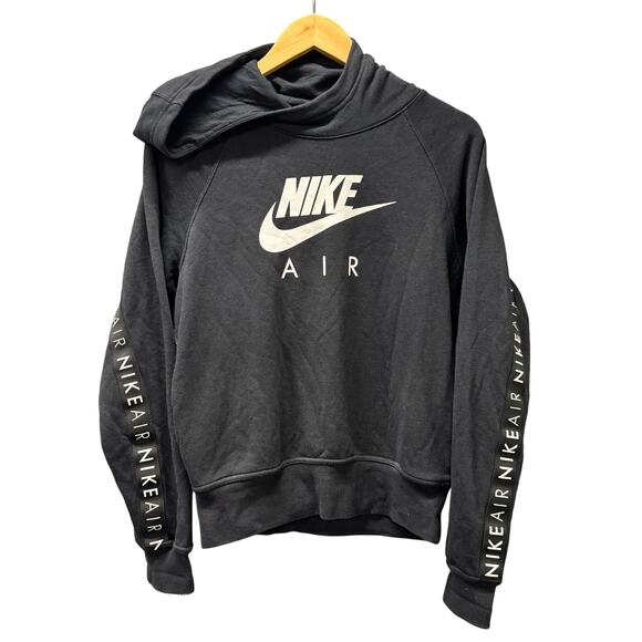 Nike Air Hoodie Womens Small Black Pullover Logo Stripe Detail Jacket - Picture 1 of 7